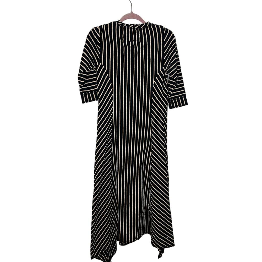Anthropologie Saturday Sunday Cotton Jersey Dress Size Large Striped Black White - Picture 3 of 6